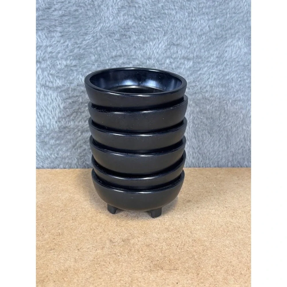Black Melamine 3in Footed Ramekin Dipping Bowls Set‎ of 6 Gessner Products 0354